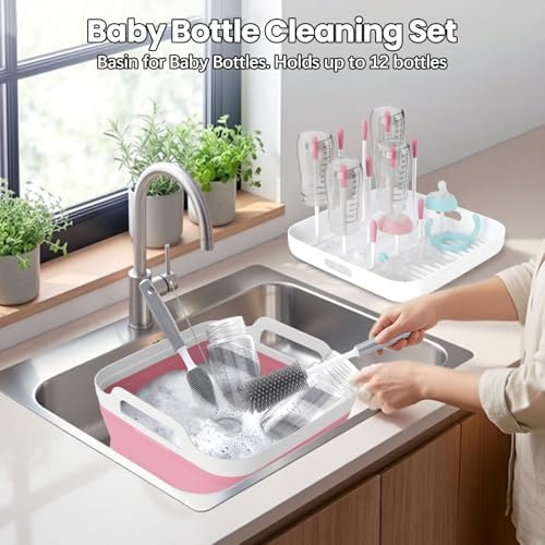 Volnamal Collapsible Wash Basin with Drying Rack & Drain Plug (Pink) - Image 2