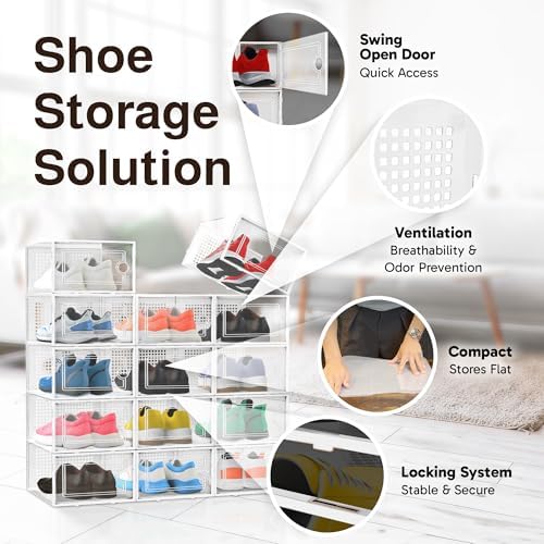 Reli. Shoe Boxes (14 Pack) | Clear Shoe Storage Boxes, Stackable & Compact - Image 5