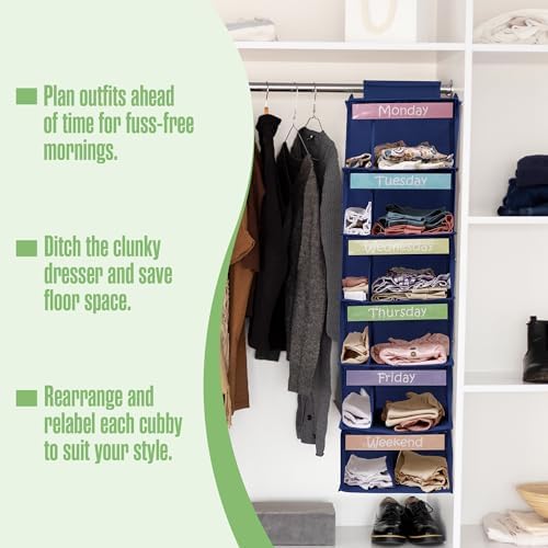 Kids Clothes Organizer, Weekly Clothes Organizer for Kids, 6 Shelf, Blue - Image 3