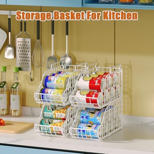 Sonyabecca 4-Pack Stackable Can Rack Organizer for Kitchen Pantry，White - Image 2