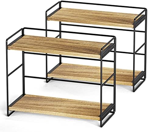 SRIWATANA 2-Tier Bathroom Counter Organizer, Set of 2, Carbonized Black by SRIWATANA