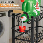 AOODA 4 Tier Laundry Room Cart with Top Detergent Holder, Pure Black - Image 3