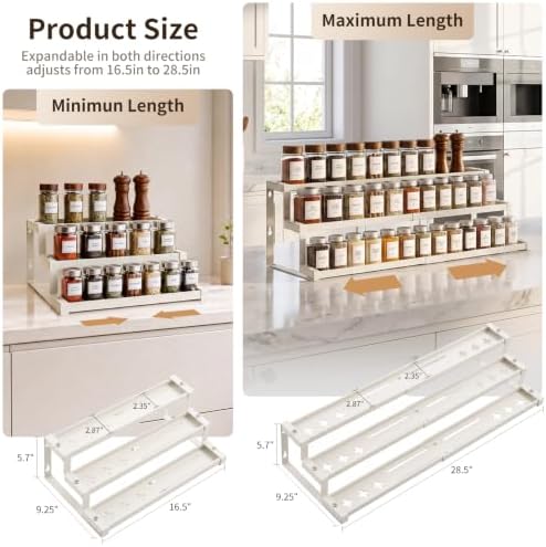 Expandable Spice Rack Organizer for Cabinet, Supports 17.6 lbs Per Tier - Image 2