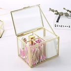 Vintage Golden Glass Lidded Box Qtip Holder Dispenser Jewelry and Cosmetic Makeup Organizer for Cotton Ball, Cotton Swab, Q-Tips, Cotton Pad, Makeup Brush, Cosmetics, Jewelry - Image 3
