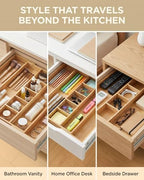 Expandable Bamboo Silverware Drawer Organizer, 5-7 Compartments - Image 7