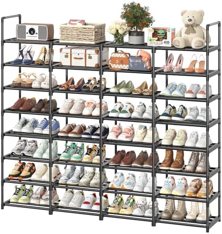 Simple Trending 8-Tier Shoe Rack Large Capacity 64 Pairs Tall Shoe Shelf, Sturdy Metal Shoe Organizer for Entryway, Closet, Bedroom, Black by SimpleTrending