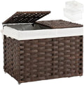 SETVSON Storage Basket with Lid, 2-Lid PE Rattan Storage Bin, Brown by SETVSON