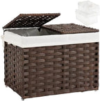 SETVSON Storage Basket with Lid, 2-Lid PE Rattan Storage Bin, Brown by SETVSON