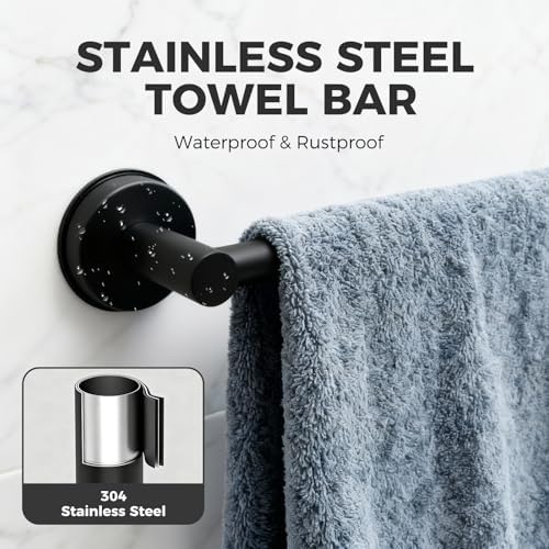 Adjustable Suction Cup Towel Bar for Bathroom Wall,17 Inch~29 Inch Towel Racks for Bathroom,Stainless Steel Bath Towel Holder(Matte Black) - Image 4