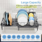 TOOLF Large Dish Rack for Kitchen Counter,16.7-26.8in,Stainless Steel,Grey - Image 6
