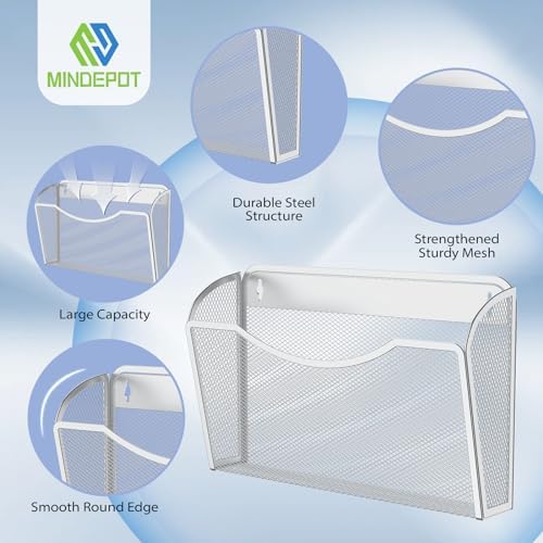 MINDEPOT Wall File Organizer, Hanging Wall File Holder, 6 Pack, Silver - Image 3