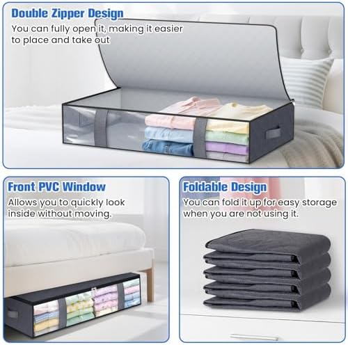 TasticTotes 8 Pack Under Bed Storage Containers, 75L Blanket Storage Bags - Image 4