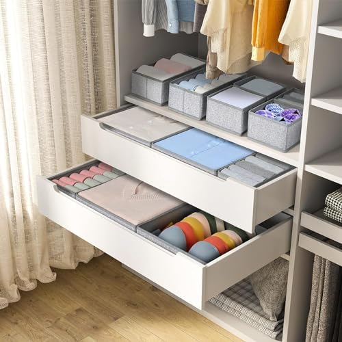DIMJ Drawer Organizer Clothes 12 Pack - Foldable Baby Organizers and Storage & Dresser Organizer for Bedroom, Closet - Nursery Organization Dresser Dividers for underwear, Sock,Bra, Belt, Tie, Gray - Image 5