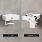 VOLDRA Toilet Paper Holder with Shelf White Wipes Dispenser for Bathroom Toilet Paper Holder with Storage Upgrade Drawer Design Toilet Tissue Holder Adhesive Small Bathroom Shelf Wall Mount - Image 4