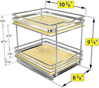 LYNK PROFESSIONAL® Élite™ Pull Out Spice Organization for Cabinets - 8-3/8 inch Wide – Spice Rack for Inside Cabinets – Wood/Chrome - Sliding Spice Rack Organizer for cabinet – Spice Rack - 2 Tier - Image 5