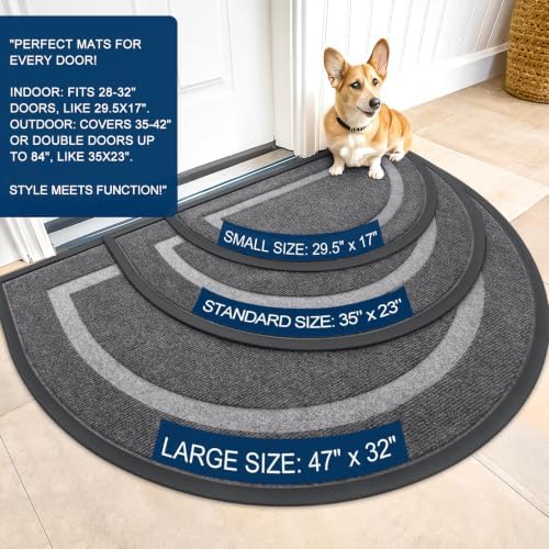OLANLY Half Circle Front Door Mat Outside 71x47 All-Season Rubber Doormat - Image 2