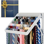 TieMaster Wall Mounted Tie Rack and Scarf Organizer with 5 Belt Hooks by TieMaster