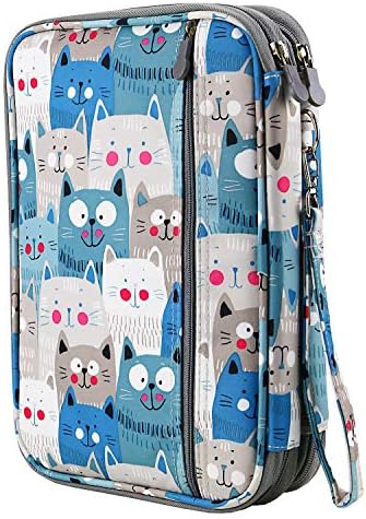 YOUSHARES 192 Slots Colored Pencil Case, Large Capacity Pencil Holder Pen Organizer Bag with Zipper for Prismacolor Watercolor Coloring Pencils, Gel Pens for Student & Artist (Big-Faced Cat) - Image 6