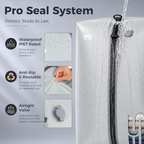 3PCS Vacuum Bags for Travel with Pump, Reusable, Waterproof, Grey - Image 6