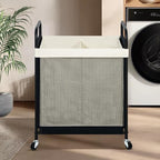 STO STO Laundry Hamper 2 Section, 100L Rolling Laundry Sorter Cart with Removable and Washable Liner Bag, Clothes Hamper with Wheels and Metal Handle for Laundry Room and Bedroom - Image 2