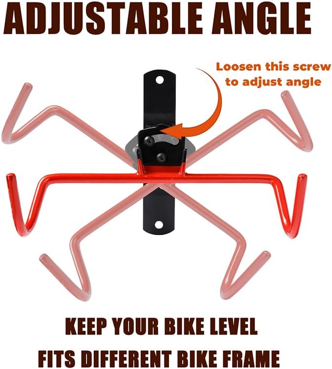 PHUNAYA Wall Mount Bike Rack,Bike Hanger Horizontal,Bicycle Holder Heavy Duty,Garage Bike Storage,Garage Organization Bicycle Hook with Rubber,Foldable and Adjustable Angle(2 pack) - Image 3