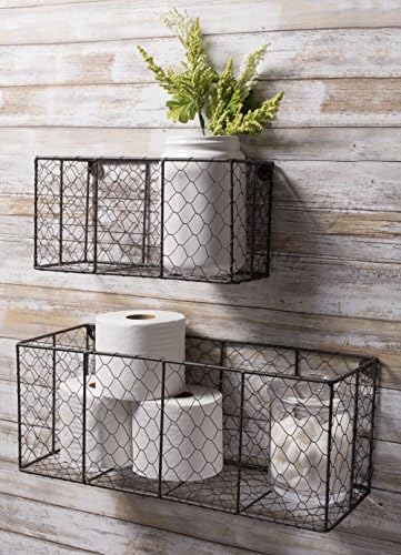 DII Chicken Wire Collection Farmhouse Vintage Wall Baskets, Medium Basket, Vintage Grey - Image 5