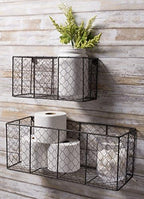 DII Chicken Wire Collection Farmhouse Vintage Wall Baskets, Medium Basket, Vintage Grey - Image 5