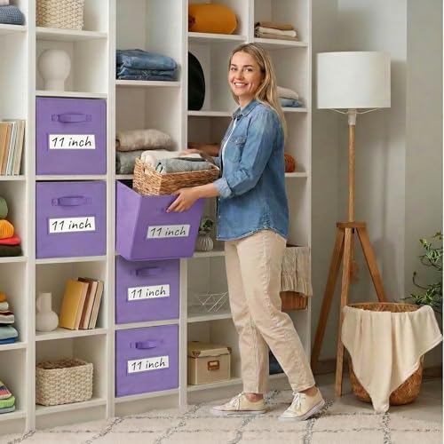Storage Bins,11" Cube Storage Bin with Labels,10pcs,Purple - Image 7