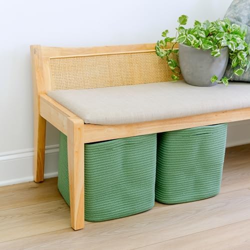 NaturalCozy 13 Inch Cube Storage Bins Cotton Rope Woven Baskets for Organizing 3-Pack | 13 x 13 Storage Cubes | Fabric Square Storage Baskets for Shelves Organizer, Kids Toy Bins, Closet Baby Nursery - Image 5