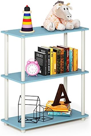 Furinno TURN-N-TUBE Storage Shelves, 3-Tier Book Shelf, Corner Shelf, Toolless Open Shelves, for Organization and Storage, Living Room, Garage, Home Office, Light Blue - Image 5