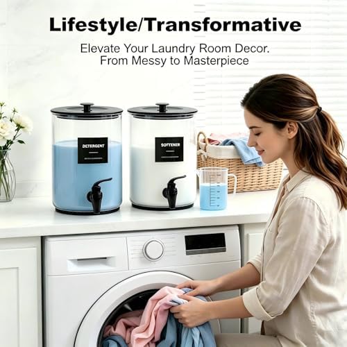 Glass Laundry Detergent Dispenser,1 Gallon Large Liquid Soap-2, Black - Image 6