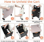 FELICON SELORSS Foldable Utility Cart Folding Portable Rolling Crate-White - Image 4