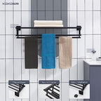 KOKOSIRI Bath Towel Rack with Double Towel Bars 32-Inch Bathroom Towel Shelves Towel Holder Wall Mounted Stainless Steel, Matte Black, B6005BK-L32 - Image 5