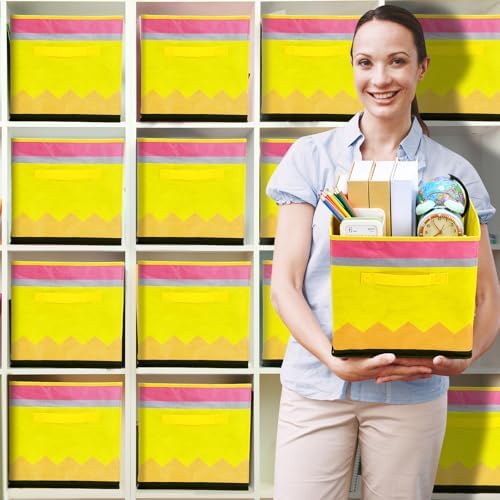 RattanView 6 Pcs 11in Pencil Cube Storage Bins Classroom Organizer - Image 6