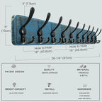 Dseap Coat Rack Wall - Heavy-duty 38-1/4" Long, with Reinforced 10 Custom Tri-Hooks, Solid Wood Wall Hanger for Coats Hat Jackets - Rustic Farmhouse Entryway Storage, Weathered Blue & Black, Pack of 2 - Image 5