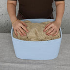 XUANGUO Woven Cotton Rope Storage Baskets 15x10x9.3" 3 Pack Light Blue - Image 3
