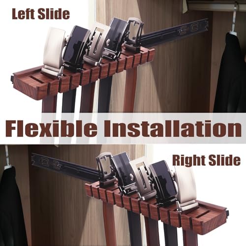 12 Belts Walnut Wood Belt Holder with Slide - Image 3