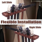 12 Belts Walnut Wood Belt Holder with Slide - Image 3