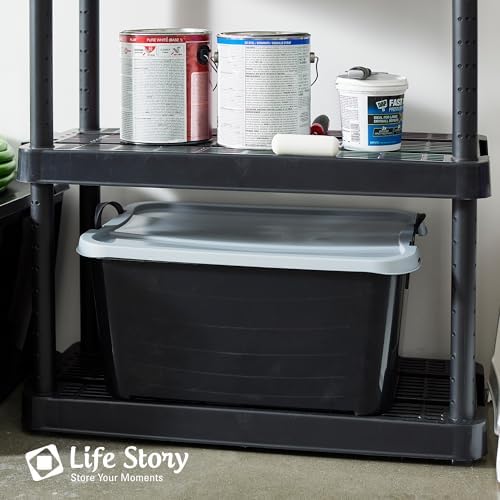 Life Story 18 Pack Heavy Duty Stackable Storage Bin, 55 Qt, Black/Gray - Image 5
