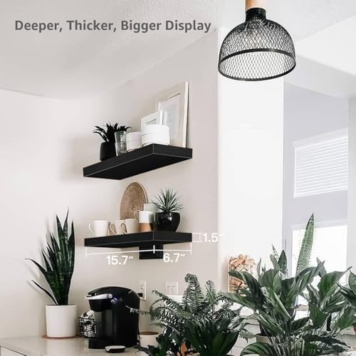 QEEIG Bathroom Floating Shelves for Wall (Black, Set of 2, 15.7") - Image 3