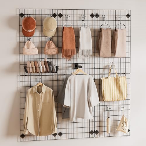 Urban Deco Rolling Grid Wall Display Stand with 24 Hooks, 21"x77" - Image 6
