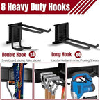 66" Garage Tool Organizer Wall Mount,20 PCS Wall Mounted Garden Tool Storage Rack Carries 720lbs, 4-Panel Steel Tool Hanger System for Shovels Rakes Brooms – Fits 16" Wall Studs - Image 7