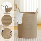 88L Large Tall Cotton Rope Laundry Basket with Handles, Jute - Image 3