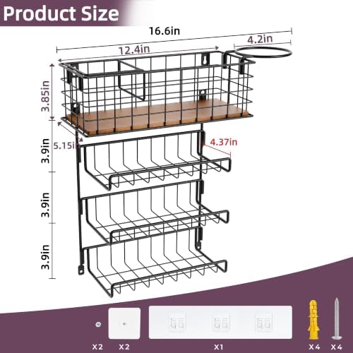 3-Tier Wall Mounted Hair Tool Organizer, Matte Black - Image 2