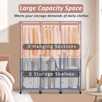 Wardrobe Closet, Quick and Easy Assembly, Black Portable Closet - Image 5