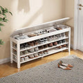 IUNVR Shoe Rack Bench Seat Rubberwood 3-Tier Wooden Storage Bench 550lbs Compact Mid-Century Modern Design for Entryway, Hallway, Closet, Front Door Entrance, Foyer by IUNVR