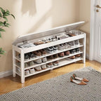 IUNVR Shoe Rack Bench Seat Rubberwood 3-Tier Wooden Storage Bench 550lbs Compact Mid-Century Modern Design for Entryway, Hallway, Closet, Front Door Entrance, Foyer by IUNVR