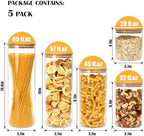 5 Pack Airtight Glass Jars with Bamboo Lids, Glass Food Storage Containers - Image 3