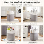 Laundry Basket,Woven Cotton Rope Laundry Hamper,Versatile Storage for Dirty Clothes,Baby Toys,and Blankets in Bathroom, Nursery,and Living Room (Grey, 60L) - Image 5