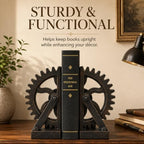 Comfy Hour 10.5 Inch Gear Bookends, Industrial Decor, Set of 2 - Image 5